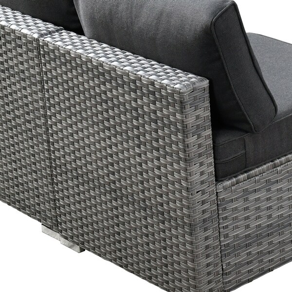 HOOOWOOO 8piece Patio Furniture Set Wicker Sectional Sofa with Fire Pit Table