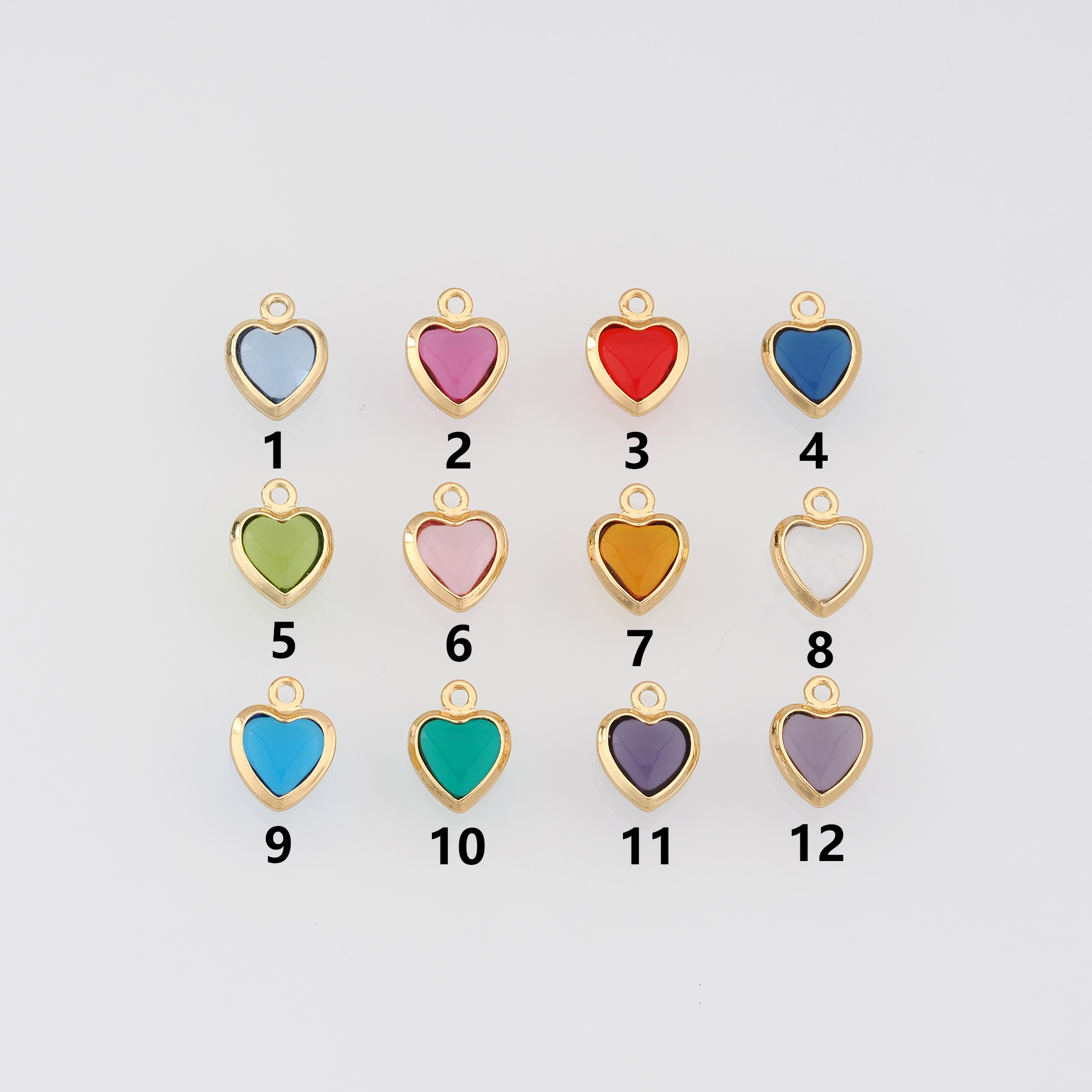18K Gold Filled Heart Pendant,Enamel Heart Charm Earrings Necklace for DIY Jewelry Making Supply