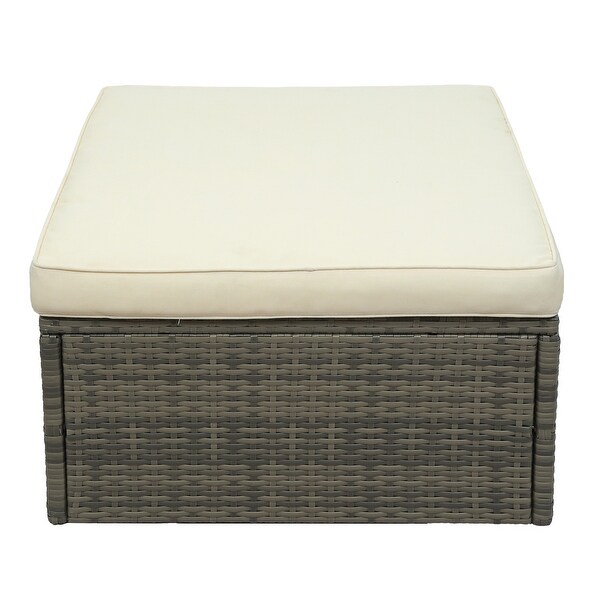 Roomfitters Patio Furniture Set,5Piece Wicker Sofa with Adjustable Backrest,Cushions,Ottomans,LiftTop Coffee Table