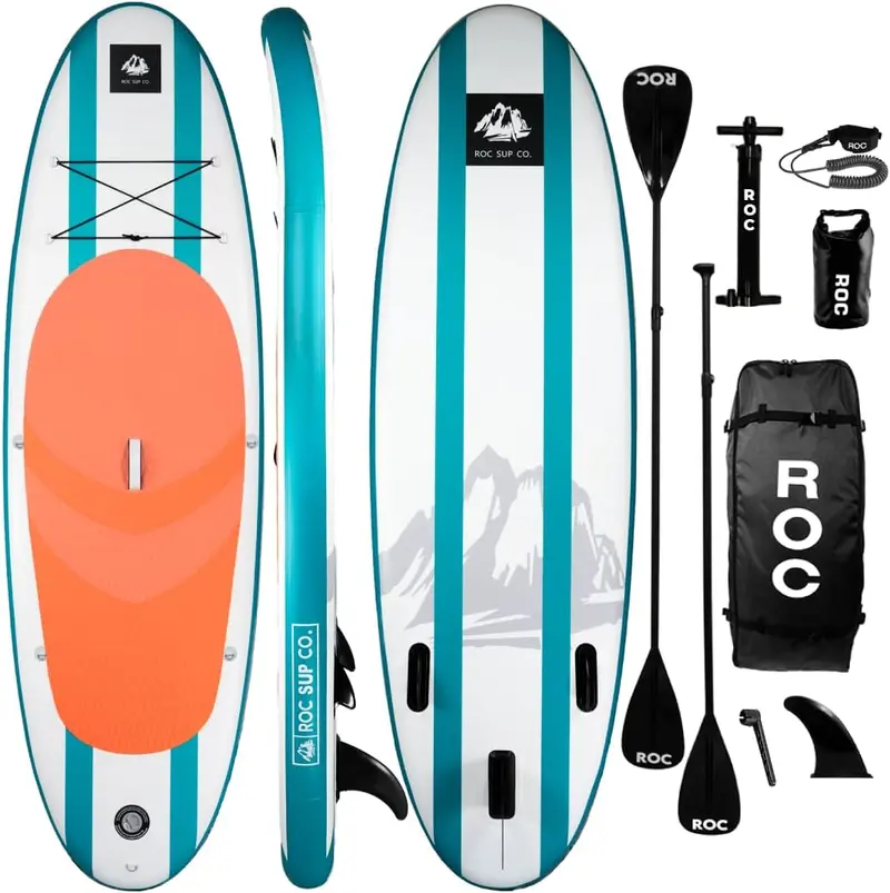 Roc All-in-One Inflatable SUP Kit – Includes Paddle, Pump, Fins & Carry Bag