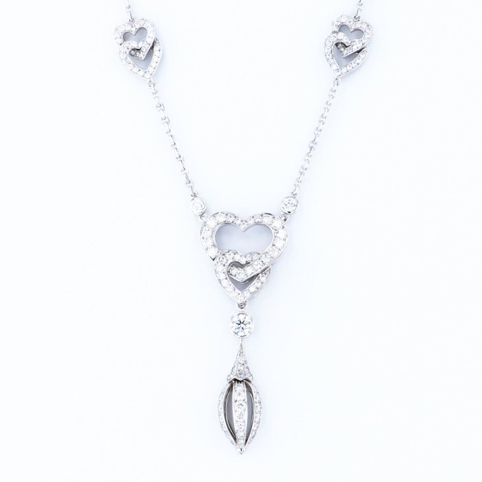 Cartier Double Heart Necklace 18K White Gold