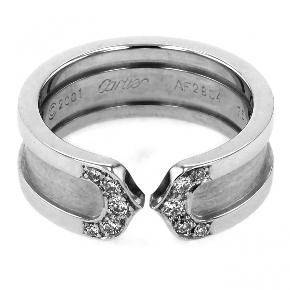 Cartier 2C C Duling #49 Ring 18K White Gold Diamond