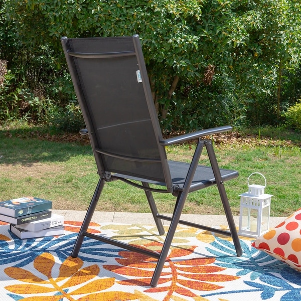 9Piece Patio Dining Set,Metal Table and Foldable Sling Dining Chairs with 7 Levels Adjustable