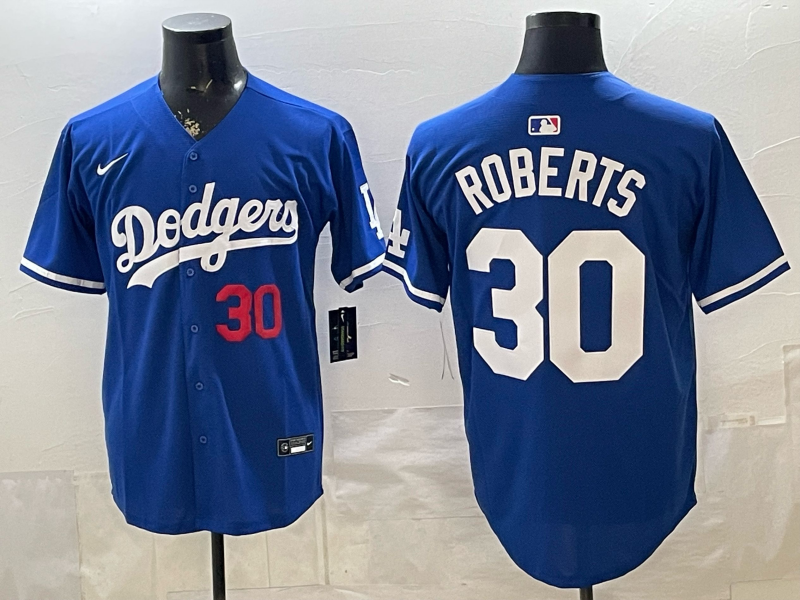 Men's Los Angeles Dodgers Dave Roberts #30 Royal Replica Player Jersey