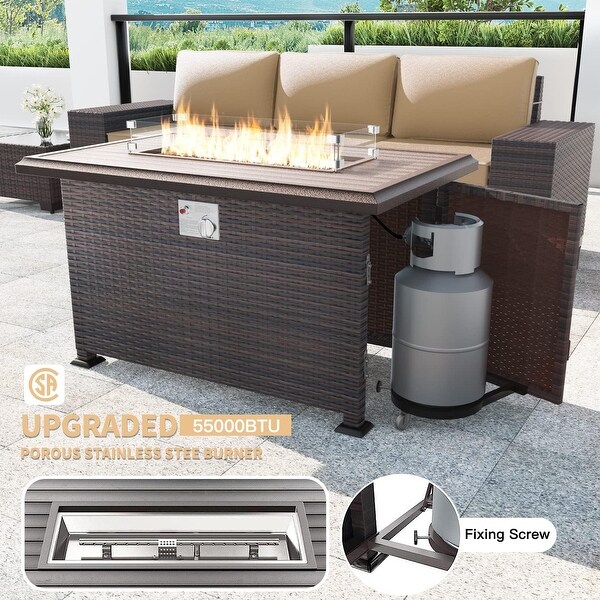 Patio Furniture Sectional Sofa Set,PE Rattan Swivel Rocking Chairs Patio Conversation Set