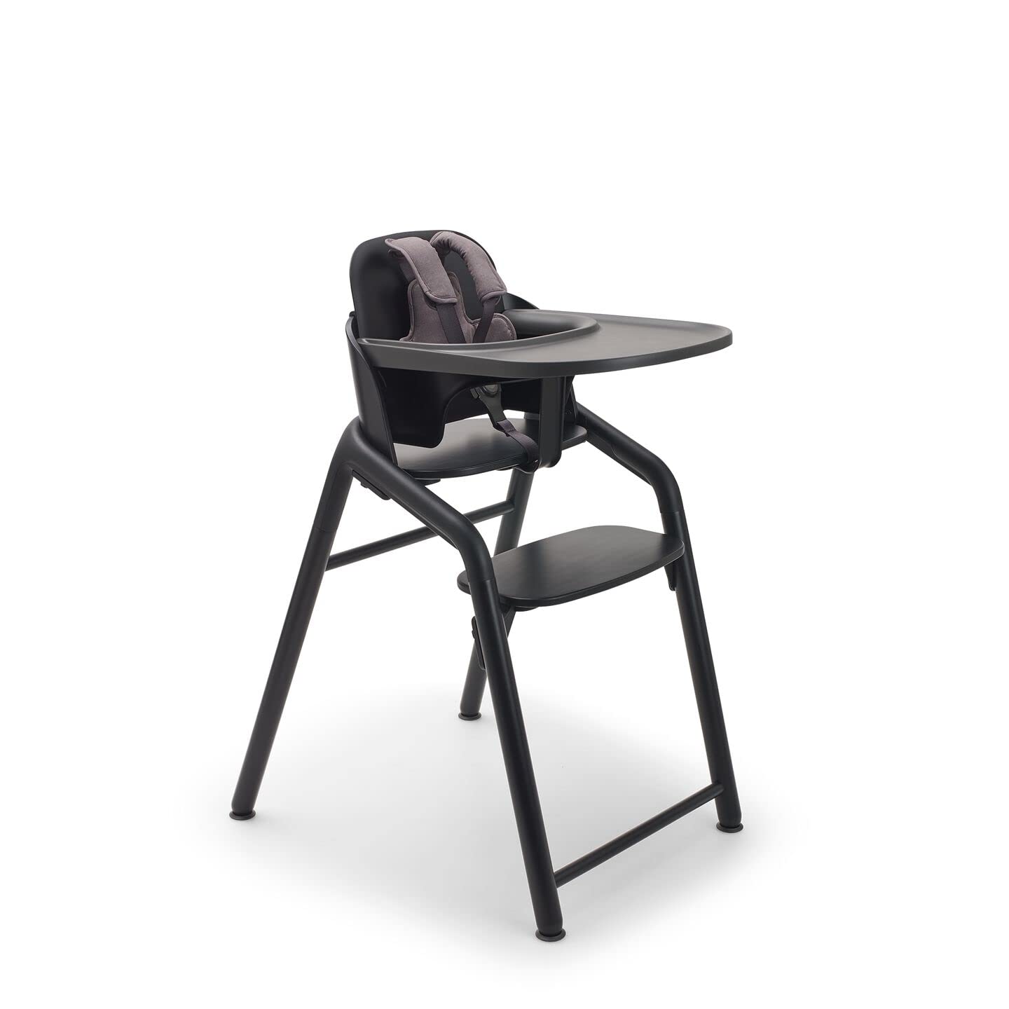 Wooden Baby High Chair, Adjustable in 1 Second, Easy to Clean, Safe and Ergonomic Highchair, Suitable from Birth in Combination with Newborn Set (Sold Separately), Black