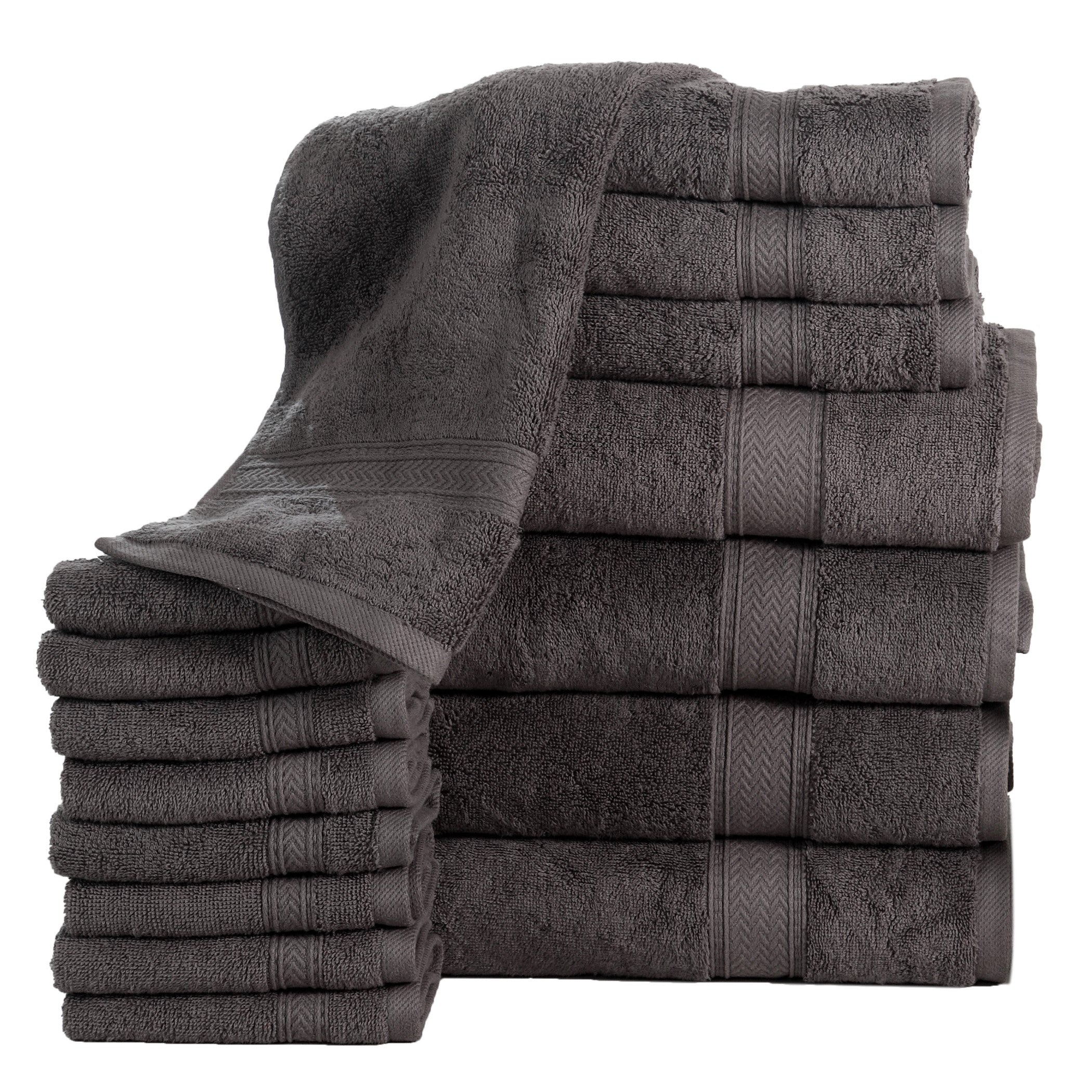 16PC Bath Towel Set (4 Bath, 4 Hand and 8 Wash) – Grey, Addy Home Best Value