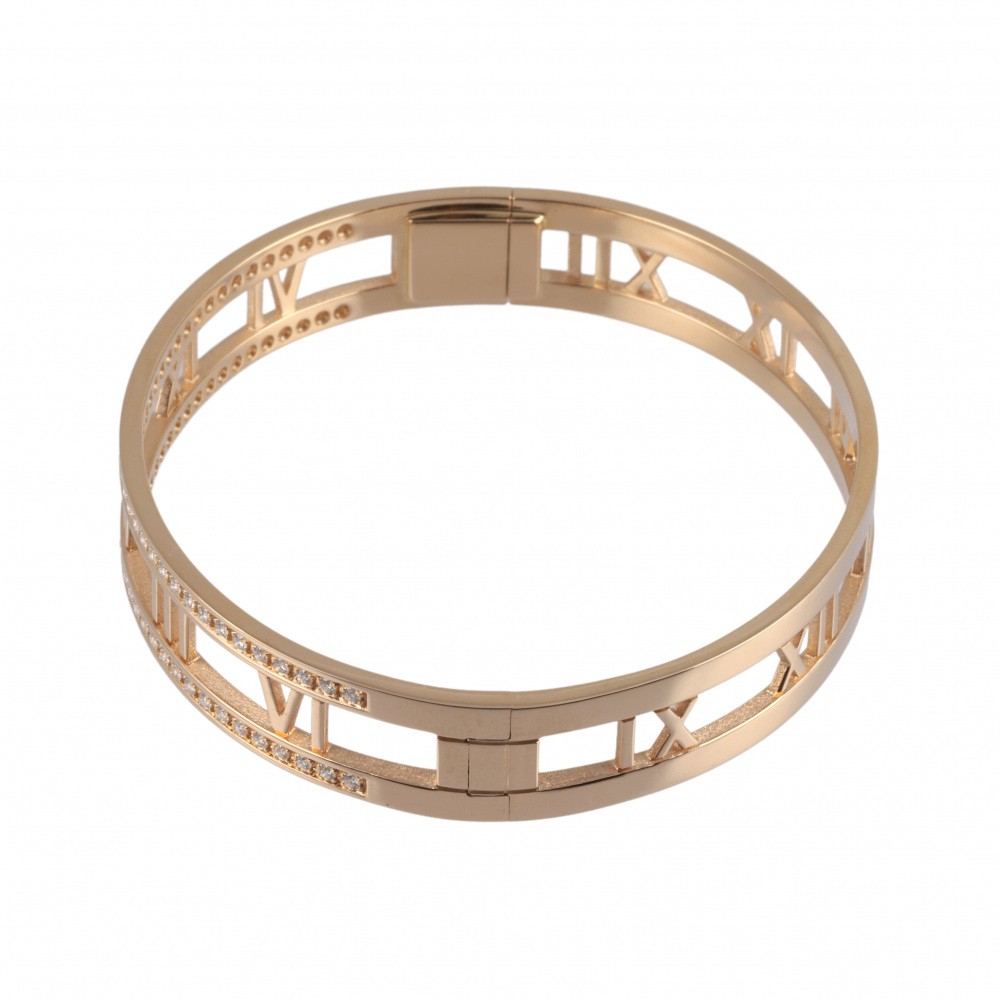 Tiffany & Co. Atlas Open Half Diamond Bracelet 18K Rose Gold