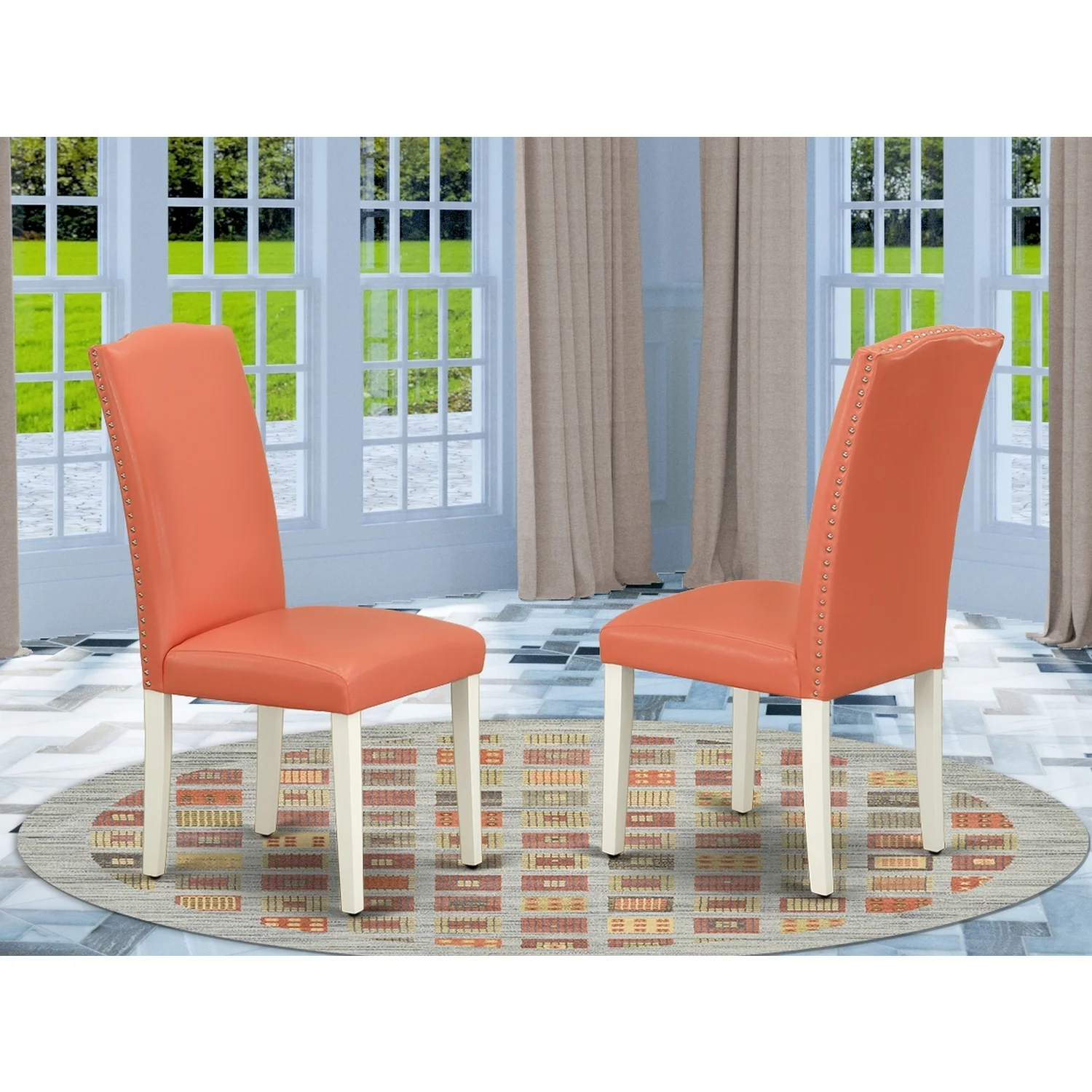 HomeStock Vintage Vogue Parson Pu Leather Chair - Set Of 2