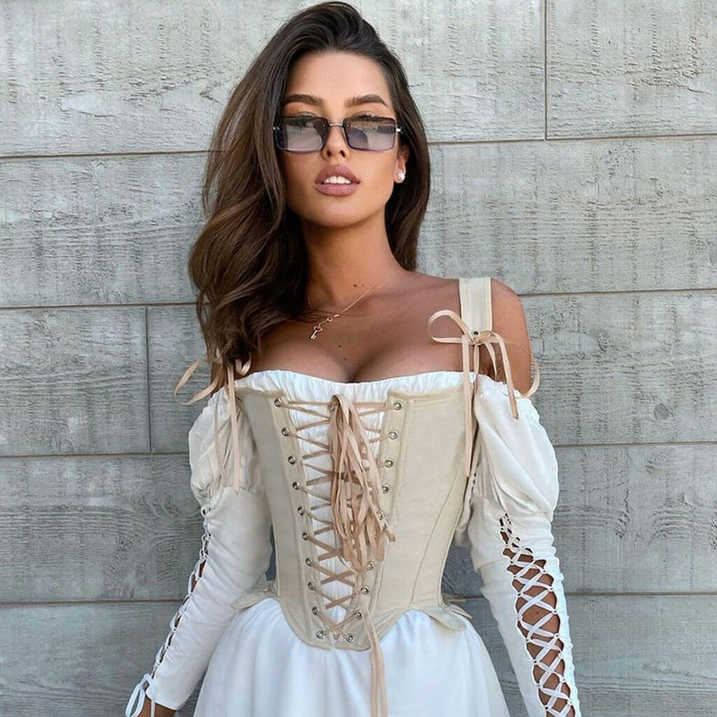 Lace Up Boned Corset TopClistos