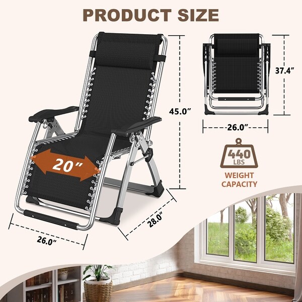 DoCred Zero Gravity Chair,Folding Lawn Chaise Recliner Lounge Chair