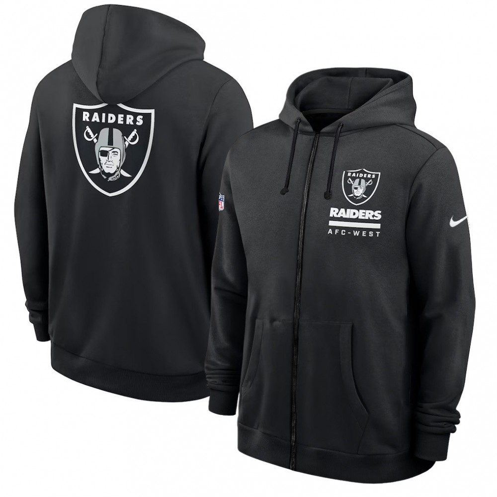 Men's Las Vegas Raiders Black Utility Player Sideline NFL Full-Zip Hoodie