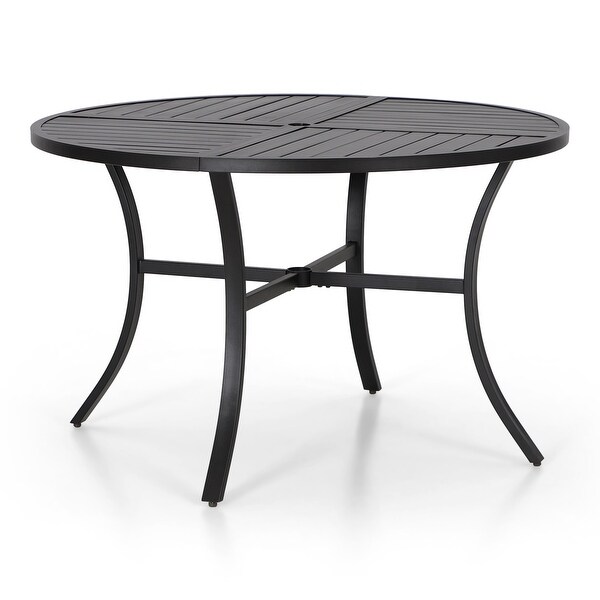 5Piece Patio Dining Sets,4 Swivel chair with Alu Frame and Breathable Textilene Sling Fabric and 1 Round Metal Table