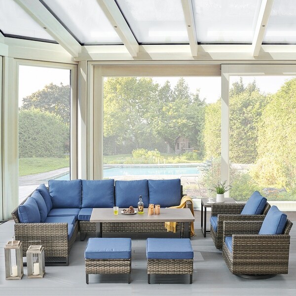 Outdoor Sectional Sofa,Swivel Chairs,Ottomans and Table