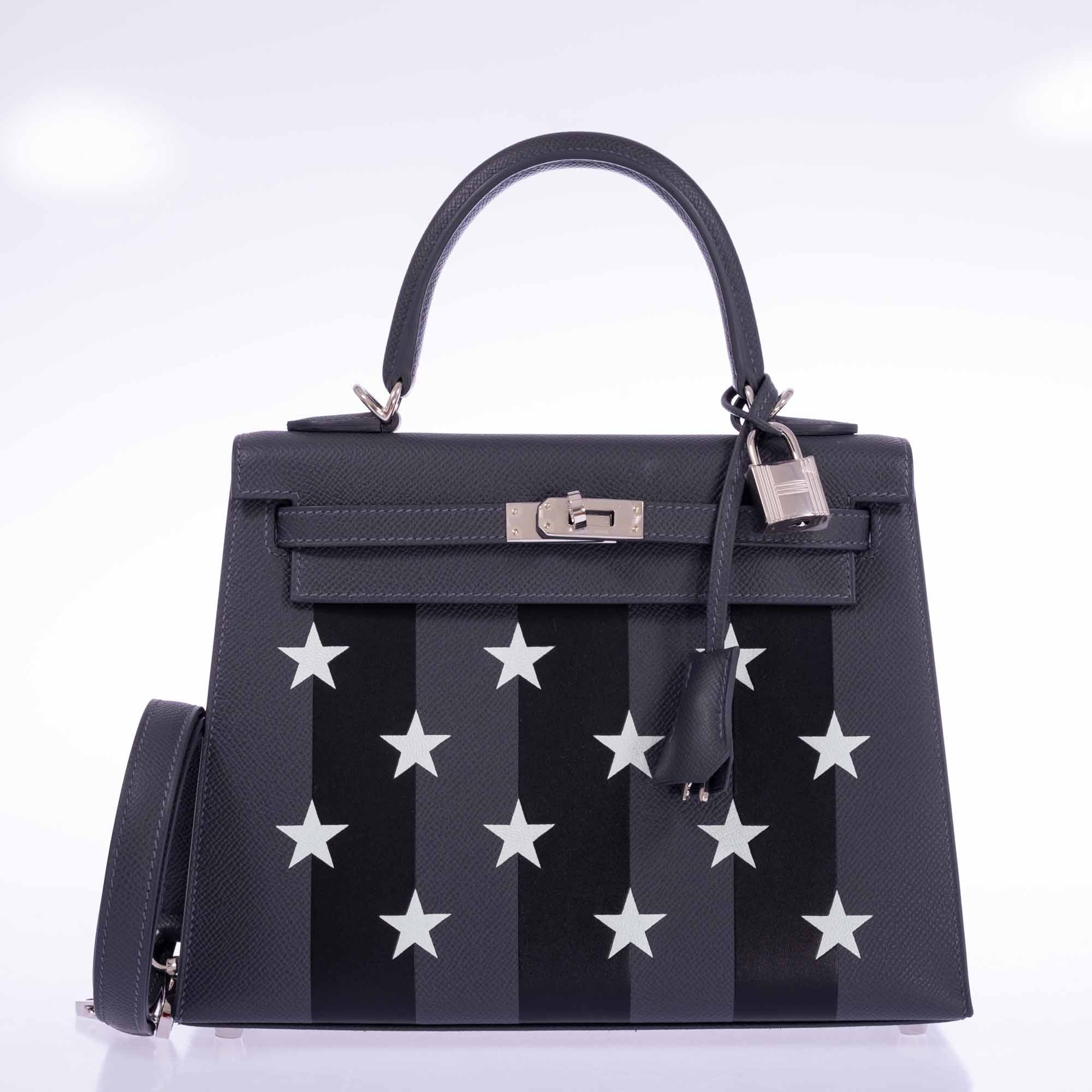 Hermès Kelly 25 Sellier Casaque Étoilée Ardoise Epsom Noir Tadelakt Vert Peppermint Chèvre Palladium Hardware