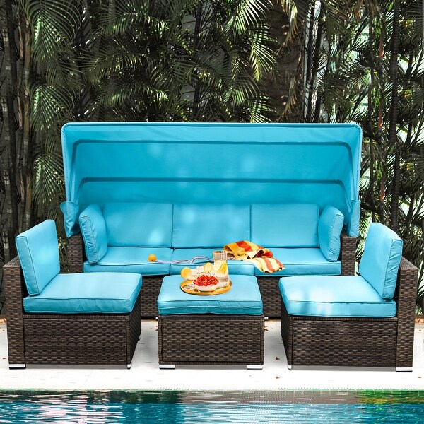 Moasis Blue 6piece Wicker Patio Furniture Set