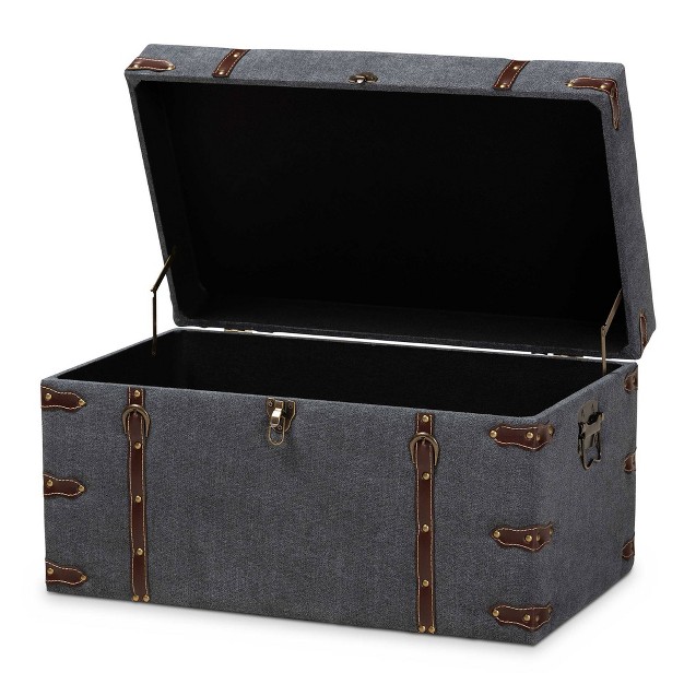 Palma Modern Transitional Fabric Upholstered Storage Trunk Ottoman Gray Baxton Studio