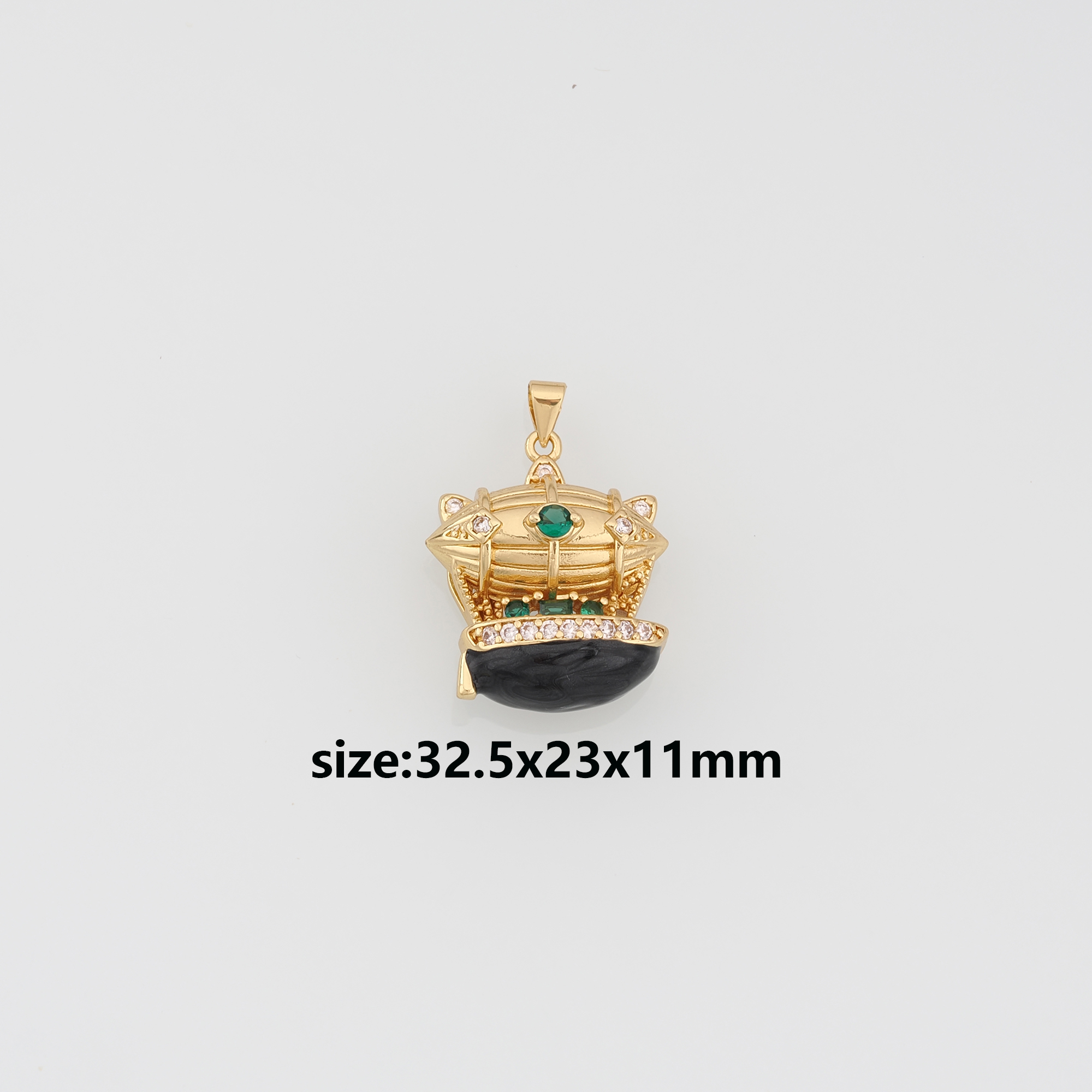 18K Gold Filled Airship Pendant,CZ Micro Pave Airship Charm Earrings Necklace for DIY Jewelry Making Supply