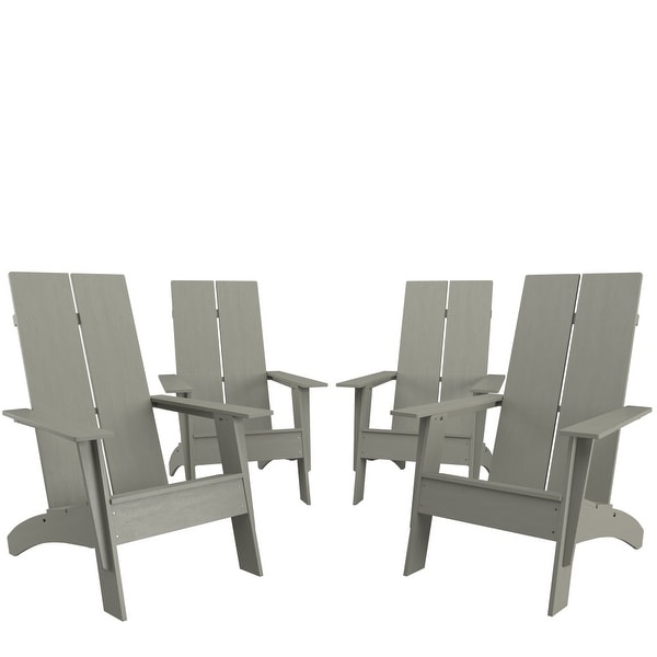 Modern Dual Slat Back Adirondack Style Chairs,Set of 4