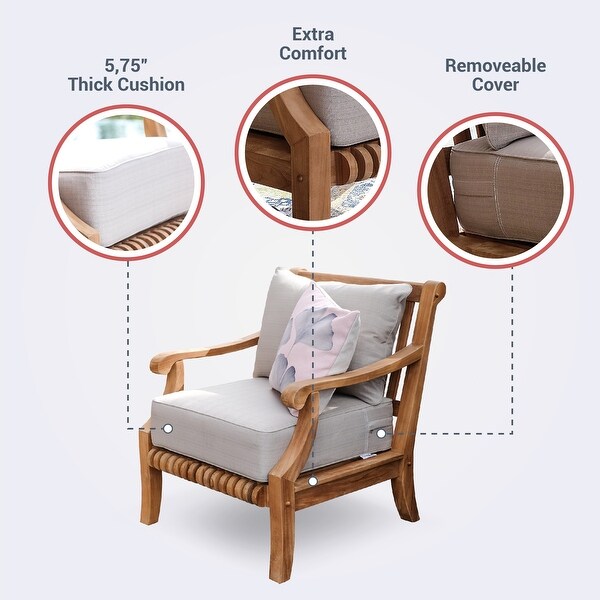 Cambridge Casual Chara Teak Patio Club Chair with Cushion