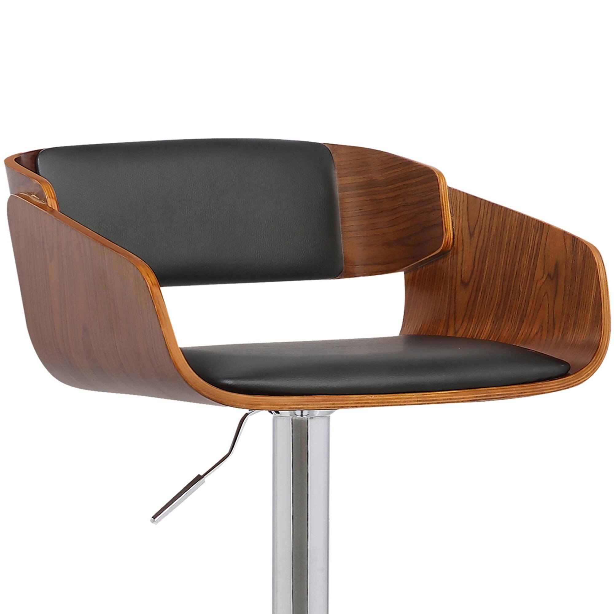 Armen Living Jenny Faux Leather Adjustable Swivel Bar Stool, Black