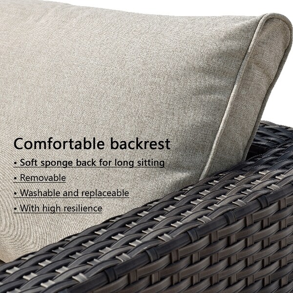 OVIOS Patio Furniture Deep Seat Wicker 9piece Set
