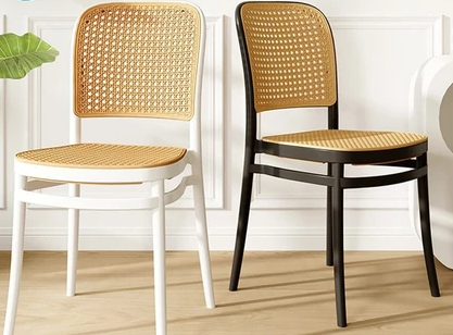 Rattan plastic chair thickened dining chair stackable outdoor restaurant backrest leisure chair