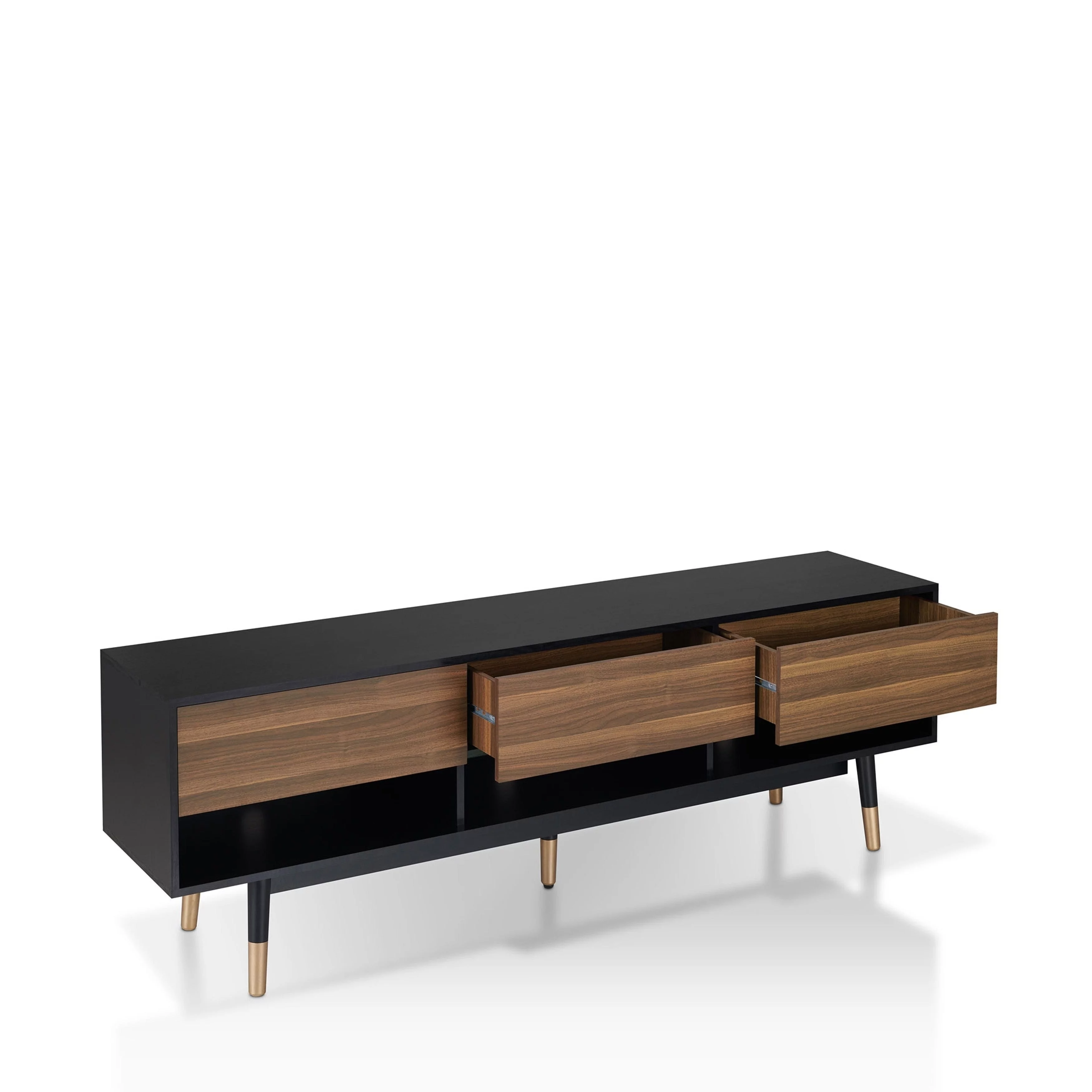 Carson Carrington Uddvide Mid-Century Modern Black 71-inch 3-Shelf TV Console by