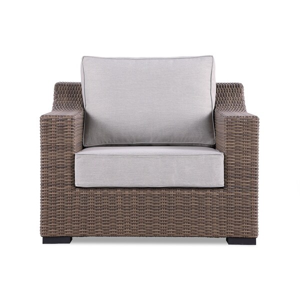 4Piece Manhattan Rustic Wicker Sofa Set with Tempered Glass