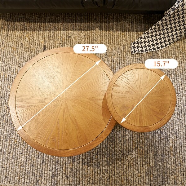 2Piece Modern Farmhouse Living Room Coffee Table Set,Stylish and Elegant Nesting Round Wooden Table
