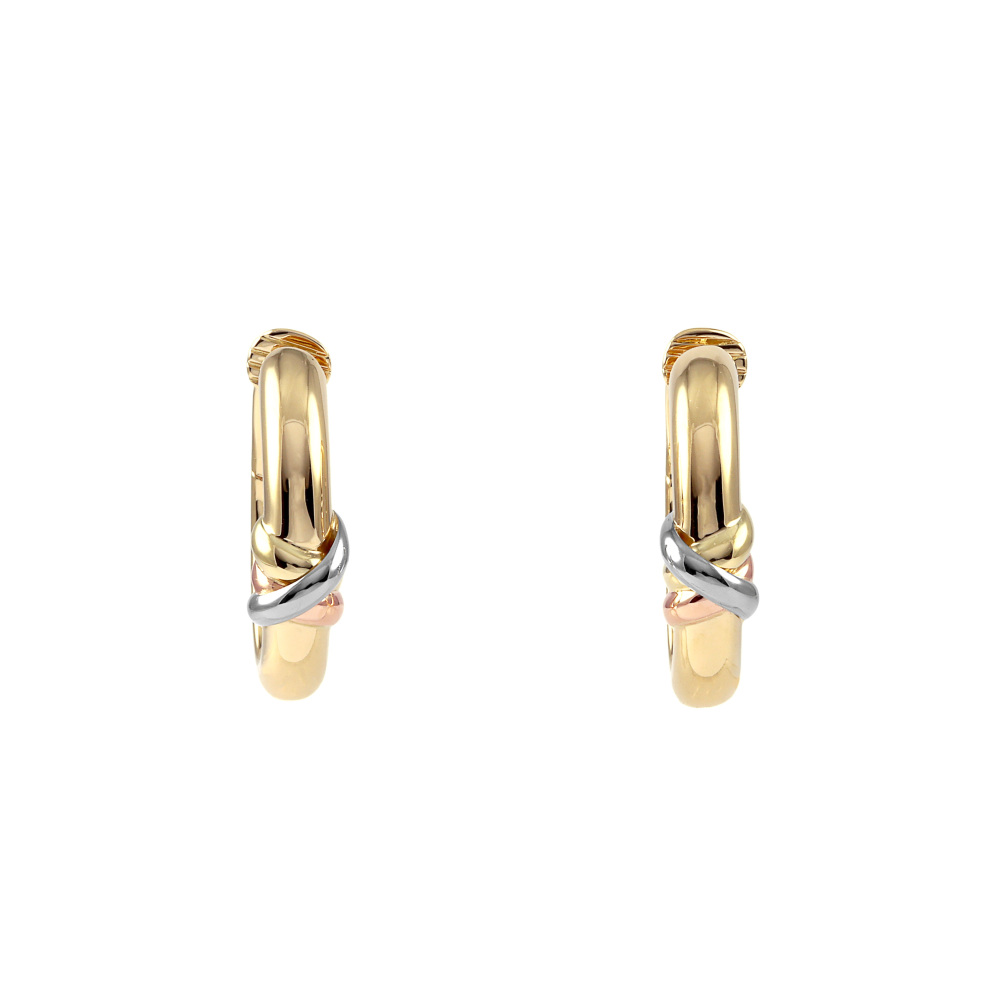 Cartier Thread K18 Yellow Gold K18 Pink Gold 18k White Gold Earrings Tri-Gold