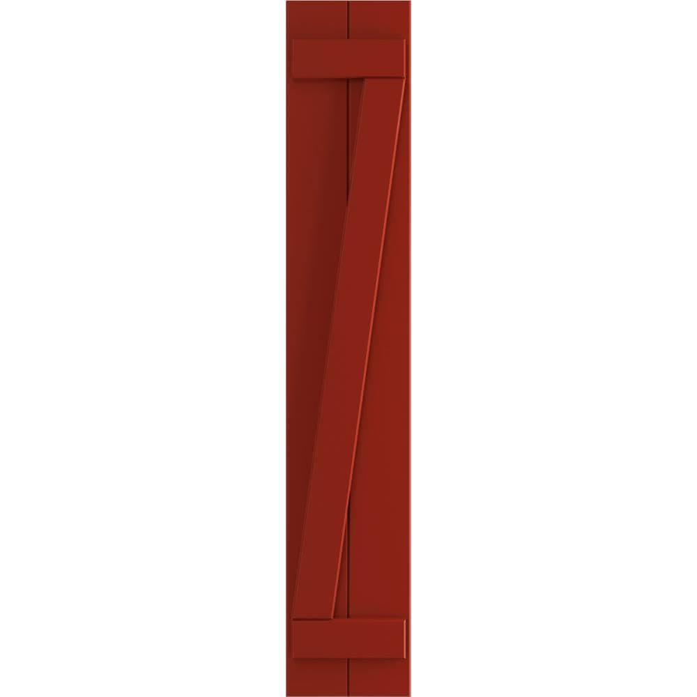 Ekena Millwork TFP102BBF11X065BR 10 3/4x22W x 65x22H True Fit PVC Two Board Joined Board-n-Batten Shutters w/Z-Bar, Fire Red (Pe