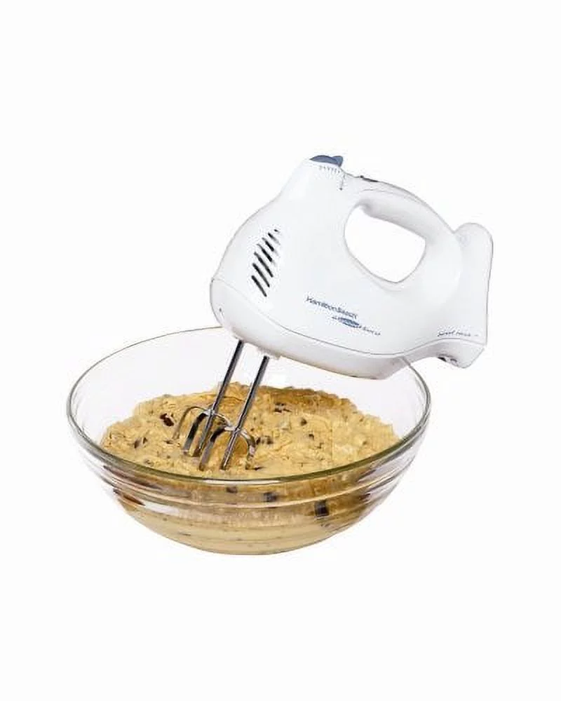 Hamilton Beach Power Deluxe 6-Speed Electric Hand Mixer with Snap-On Storage Case, QuickBurst, Beaters, Whisk, Bowl Rest, White (62695V)