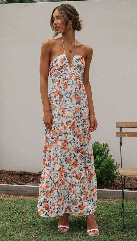 Plunging Halter Maxi DressClistos