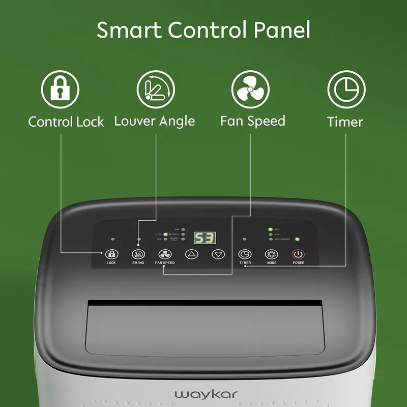 Waykar High-Capacity Dehumidifier – 2,000 Sq. Ft. Coverage with Manual/Auto Drain Options and 0.66-Gallon Removable Tank