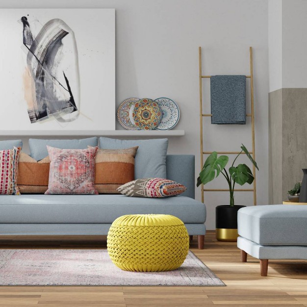 Faye Velvet Round Pouf Wyndenhall