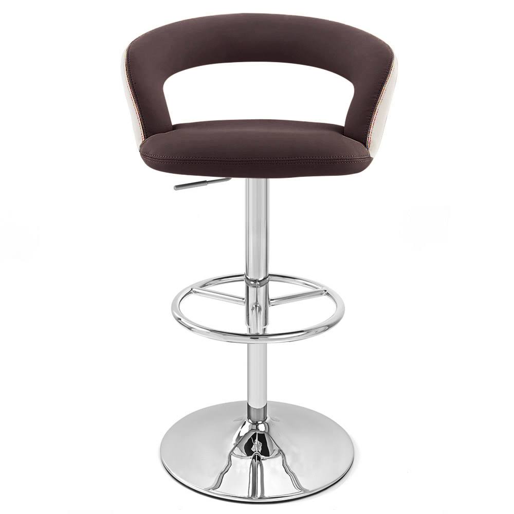 Zuri Furniture Brown Seat with Cream Back Monza Adjustable Height Swivel Armless Bar Stool
