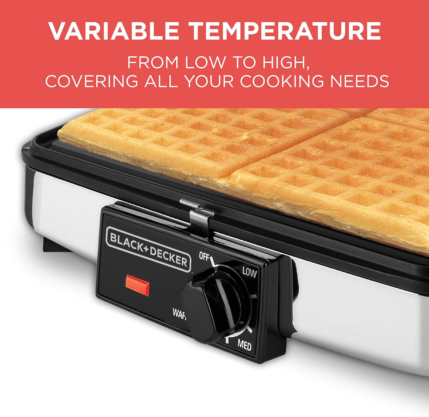 3-in-1 Waffle Maker with Nonstick Reversible Plates, Stainless Steel, G48TD