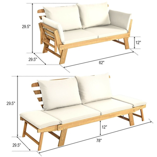Adjustable Patio Convertible Sofa with Thick Cushion