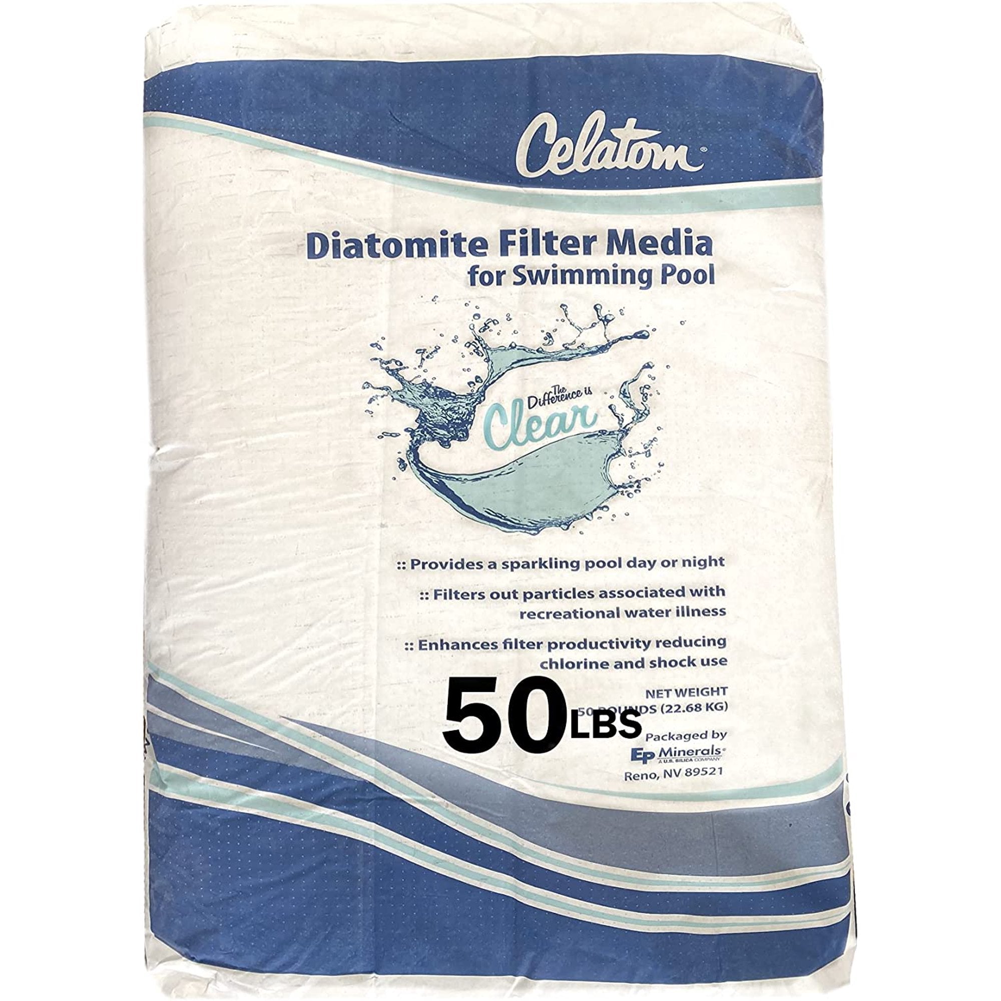 Celatom Diatomaceous Earth DE Pool Filter Aid- Swimming Pool & Spa Filtration 50lb