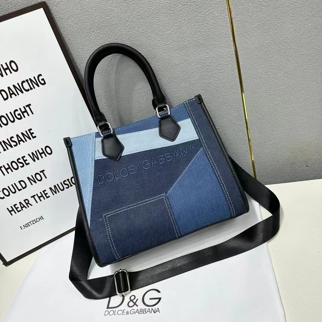 Dolce & Gabbana Women's Denim Tote Bag Patchwork Blue - cnluxepick