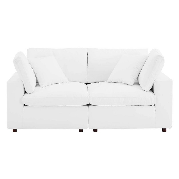 Commix Down Filled Overstuffed Vegan Leather Loveseat Modway