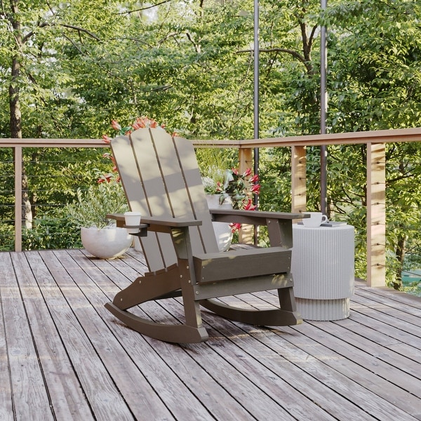 Commercial AllWeather Rocking Adirondack Chair with Swiveling Cupholder