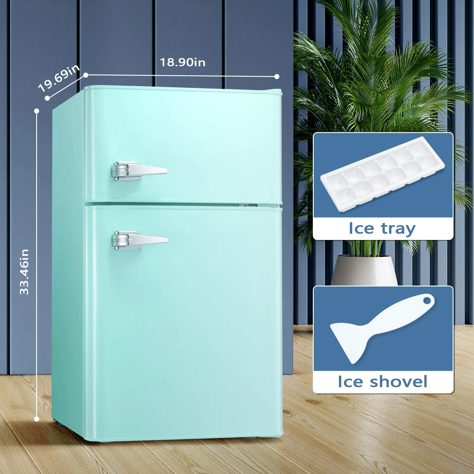 Kismile  Mini Fridge 3.1Cu.Ft Compact Refrigerator 2-Doors Freezer