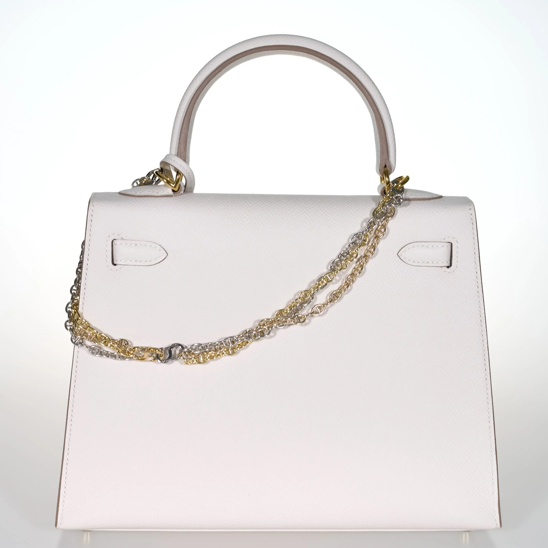 Hermès Kelly 25 Sellier Gris Pâle Epsom Gold Hardware