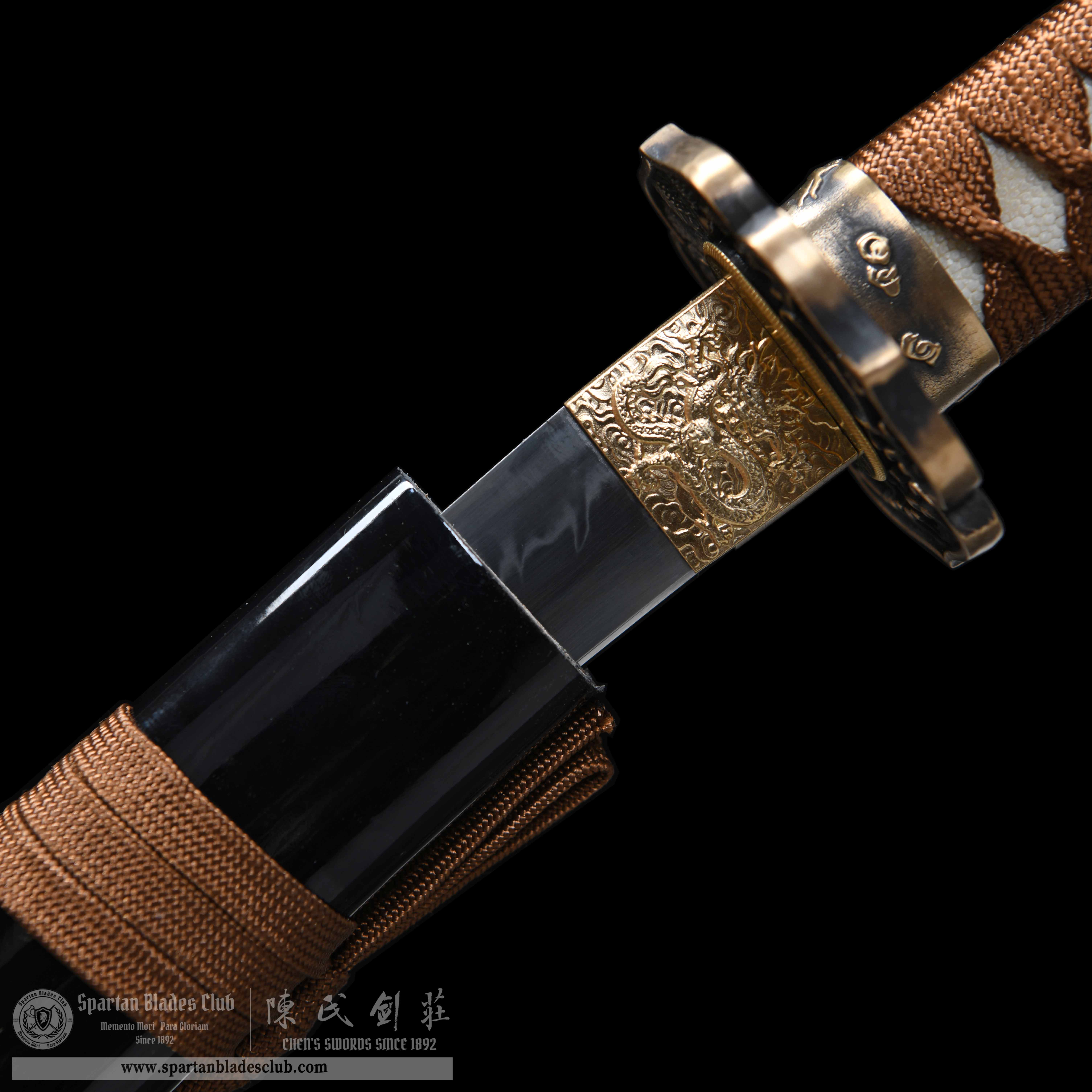 HY182 | Jinyao Loongchen | Tanto | T10 Steel | Clay-tempered | Real Hamon | Brown | Loong(Chinese Dragon) | Battle-Ready | Full-tang | Spartan Blades Club | CHEN'S SWORDS 1892 - Spartan Blades Club - 陳氏劍莊1892