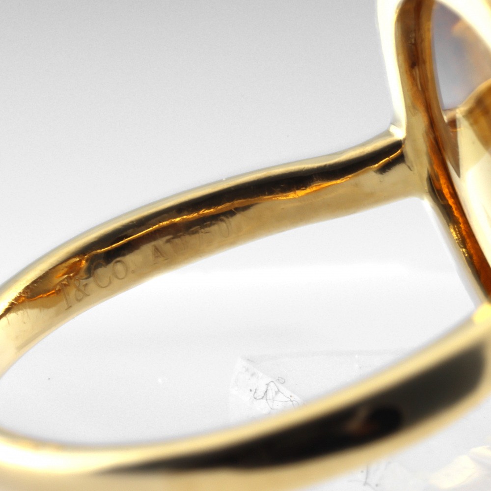 Tiffany & Co. Paloma Picasso Olive Leaf Ring 18K Yellow Gold Citrine