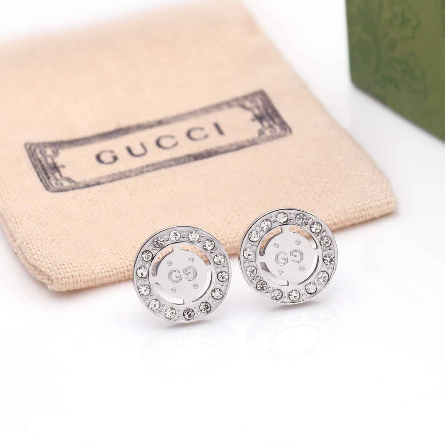 Gucci Diamond Icon Twirl Stud Earrings In Silver Tone
