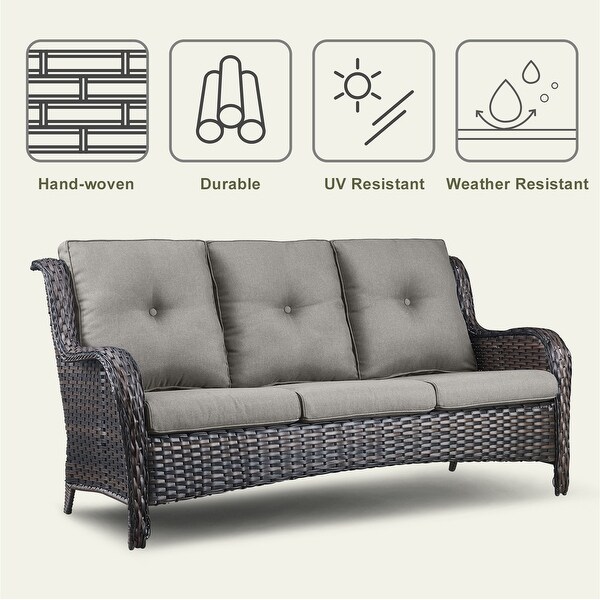 Patio Glider Chair Sofa with Fire Pit Table