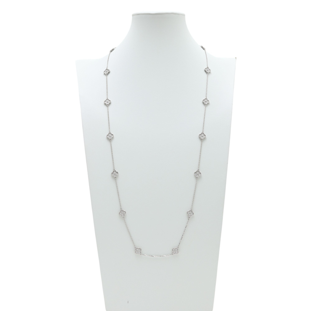 Van Cleef & Arpels Sweet Alhambra Necklace 16 Motifs 18K White Gold Diamond VCARO85A00